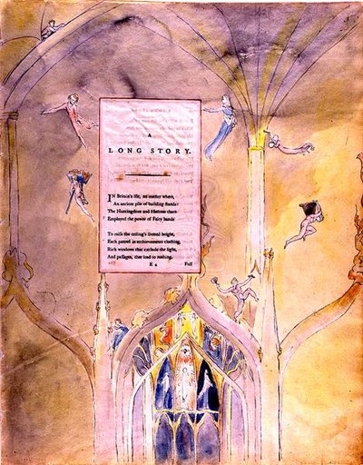 Una lunga storia, Un antico edificio che impiegava il potere delle mani fatate, da Le poesie di Thomas Gray, 1797-98 da William Blake